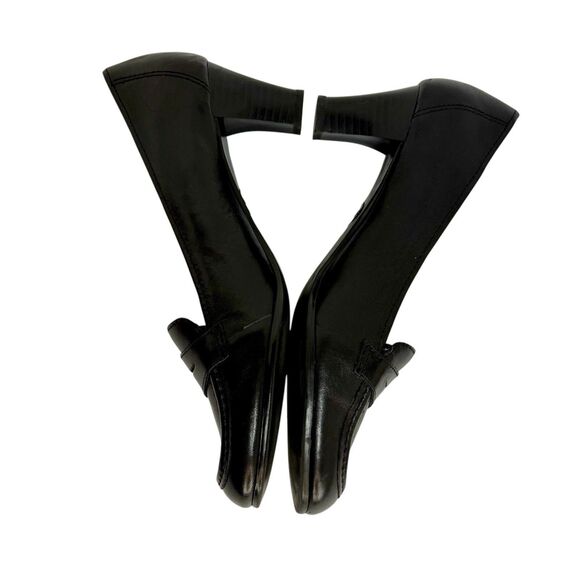 Naturalizer 8.5 Black Penny Loafer Leather Mid Heel Height Chunky Pumps Business - Picture 6 of 11
